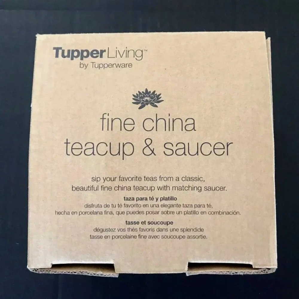 NIB White Fine China Teacup Cup Saucer Set TupperLiving by Tupperware New